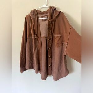 American eagle waffle knit hooded sweater